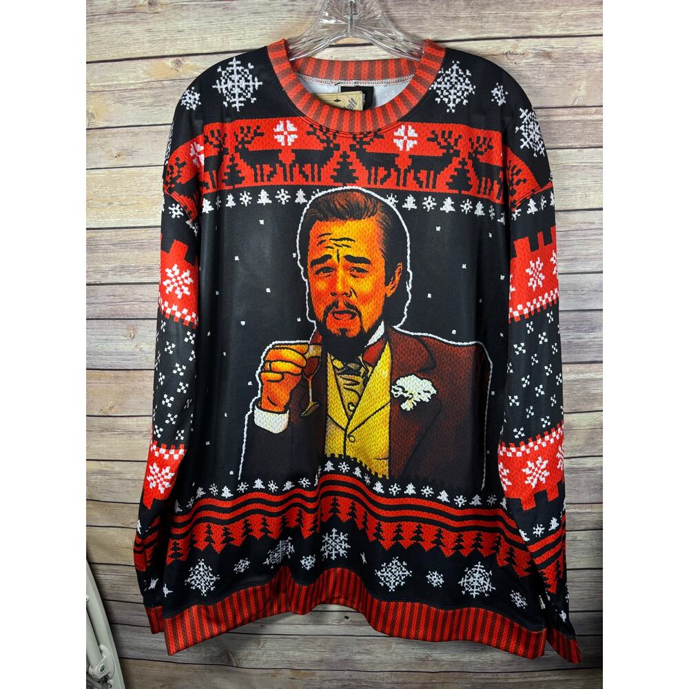 GREATER HALF Leonardo DiCaprio Calvin J. Candie Christmas Sweater — 2XL